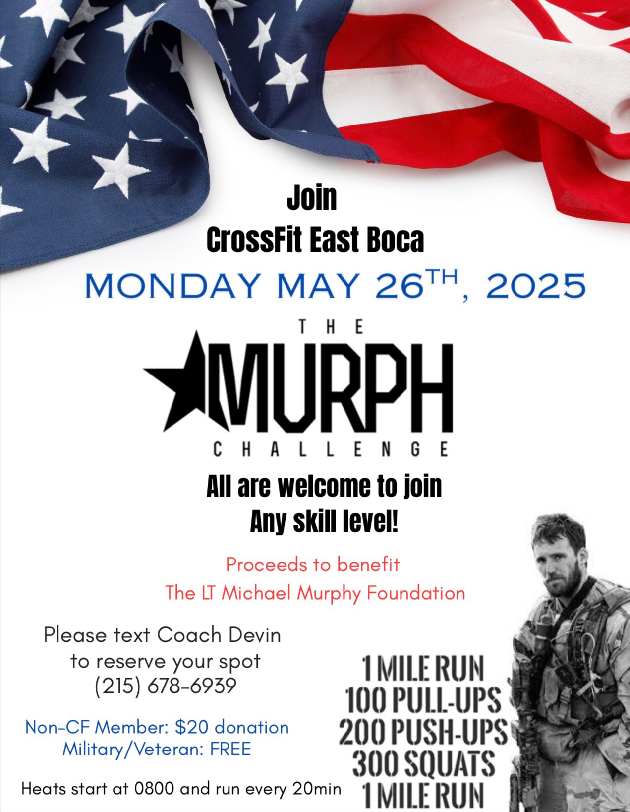 The Murph Challenge at CrossFit East Boca - Monday, May 26th, 2025